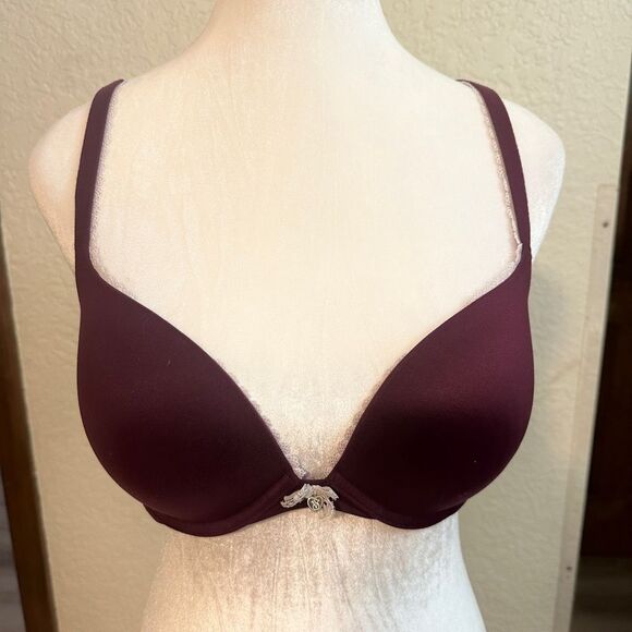 Victorias Secret Body By Victoria Push-Up‎ Pigeonnant Bra 34D Wine Maroon - Picture 6 of 11